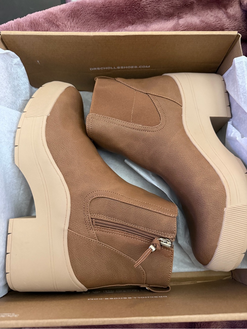 Dr. Scholl's Women’s Time Off Up Zip Platform Bootie Honey Brown 9